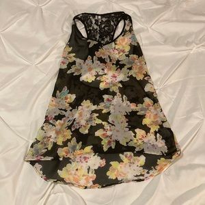 Black floral tank